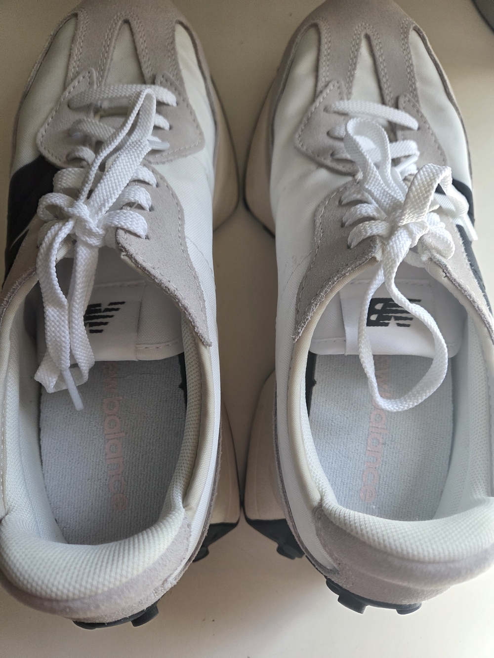 New Balance Low-Top Sneakers in White, Black & Light Gray - Picture 3 of 7
